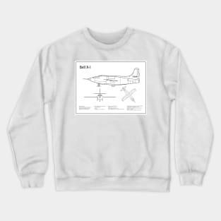 Bell X-1 - Airplane Blueprint - BD Crewneck Sweatshirt